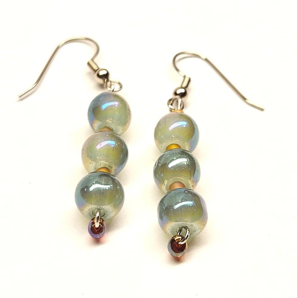Green and Blue Beaded Earrings